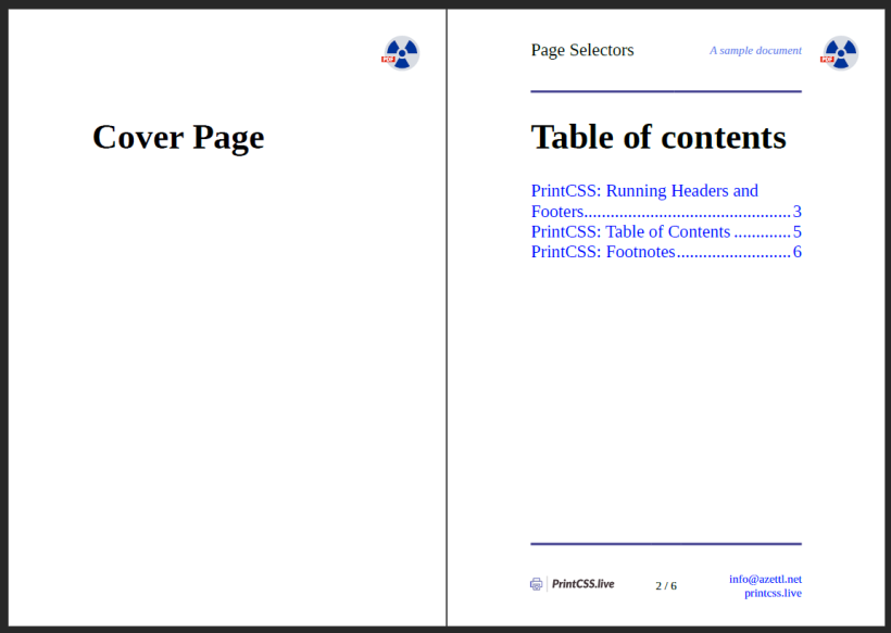 First page with empty page margin boxes.