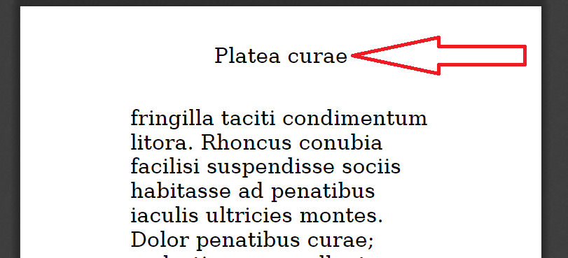 A sample page with the chapter title “Platea curae”
