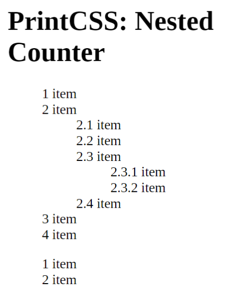 A list with nested counters