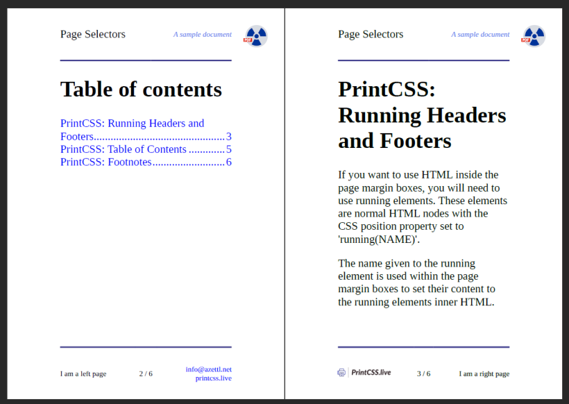 Left and right pages