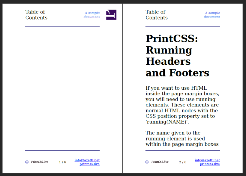 Rendering Result with Prince, showing the first page empty.