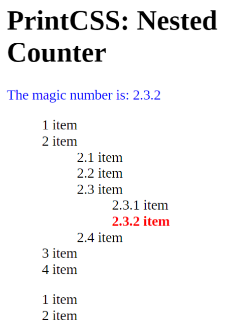 The correct result with target-counters