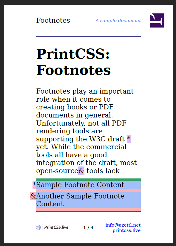 Footnote Marker & Call Symbols with Prince