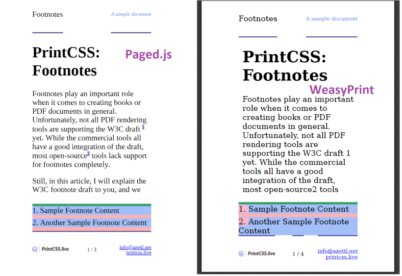 Footnote Support in WeasyPrint and Paged.js